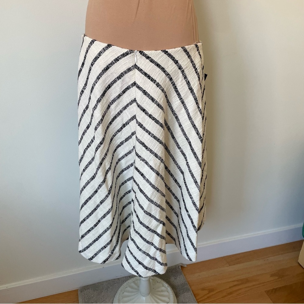 Mirimalist Wrap Striped Cotton Faux Leather Asymmetrical A-Line Skirt NWT Size L - Picture 5 of 10